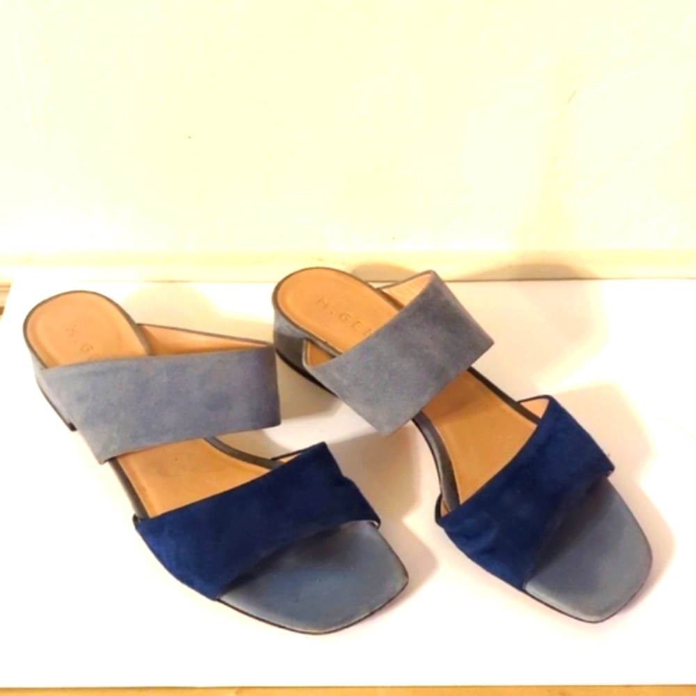 M. Gemi Capri Suede Sandal, Navy and Powder Blue